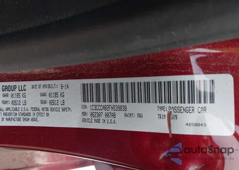 2015 Chrysler 200 Limited from USA, damaged, VIN 1C3CCCAB2FN539838